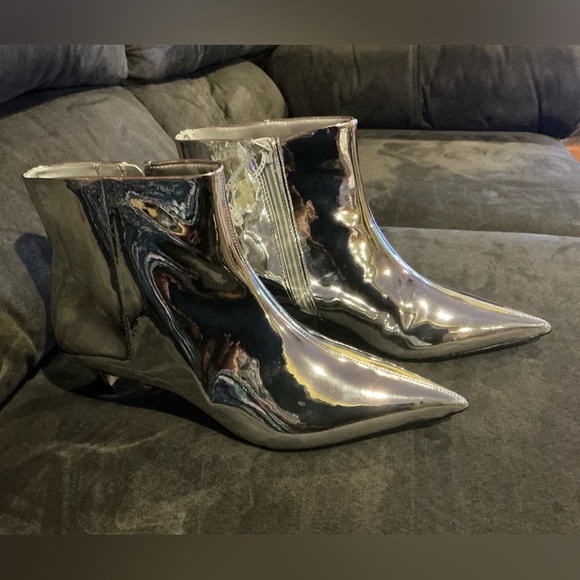 GIANNI BINI METALLIC SILVER ANKLE GEORGINA METALLIC KITTEN HEEL(Sz 7/7.5/8/8.5/9 - Picture 8 of 16